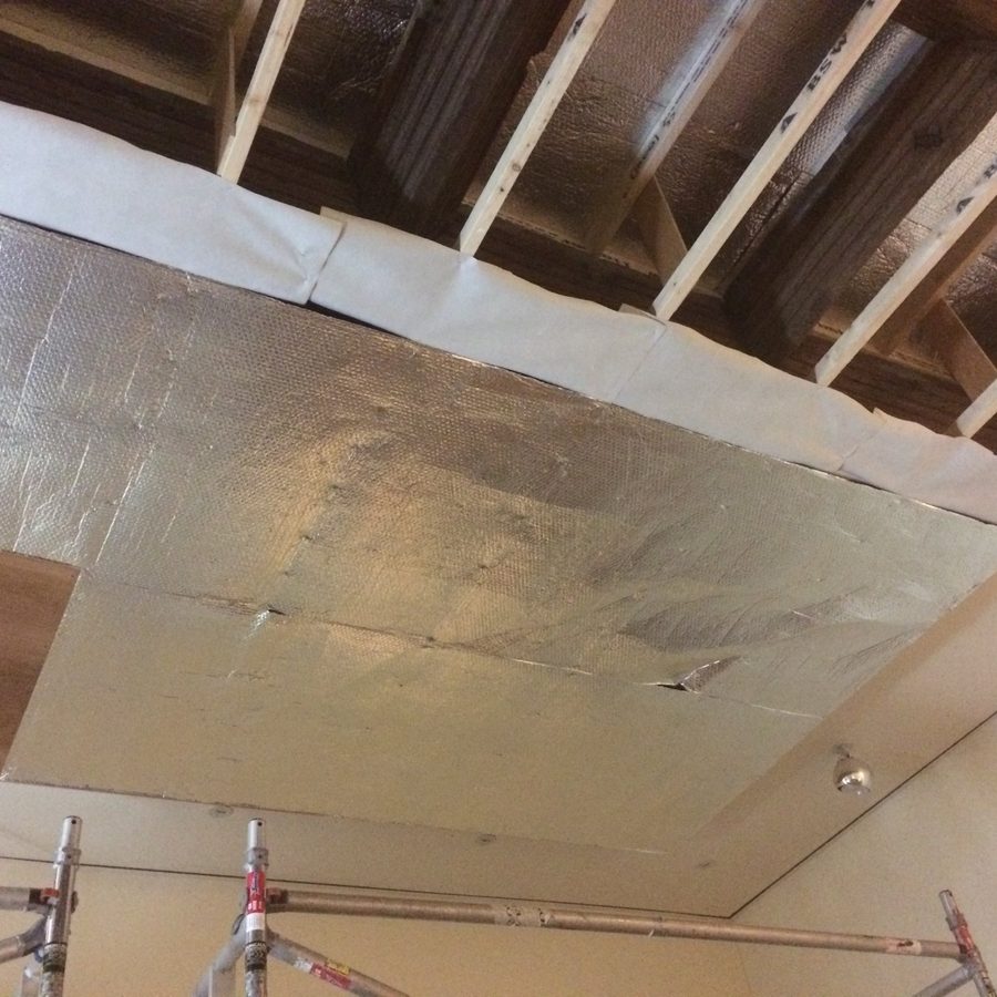 Ceiling structure exposed and protected during dismantling