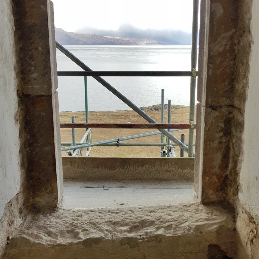 Window opening with the frame removed for repair