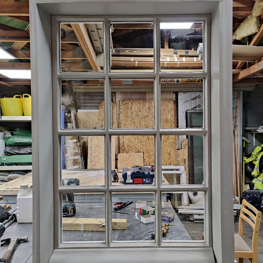 Restored sash window ready for reinstallation