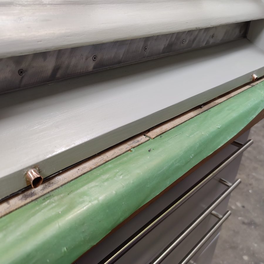 A4 stainless steel weather bar and copper drainage outlets