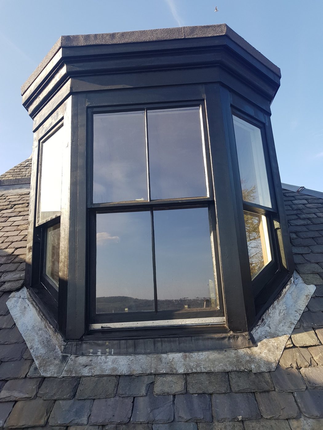 The dormer bay window, fully restored