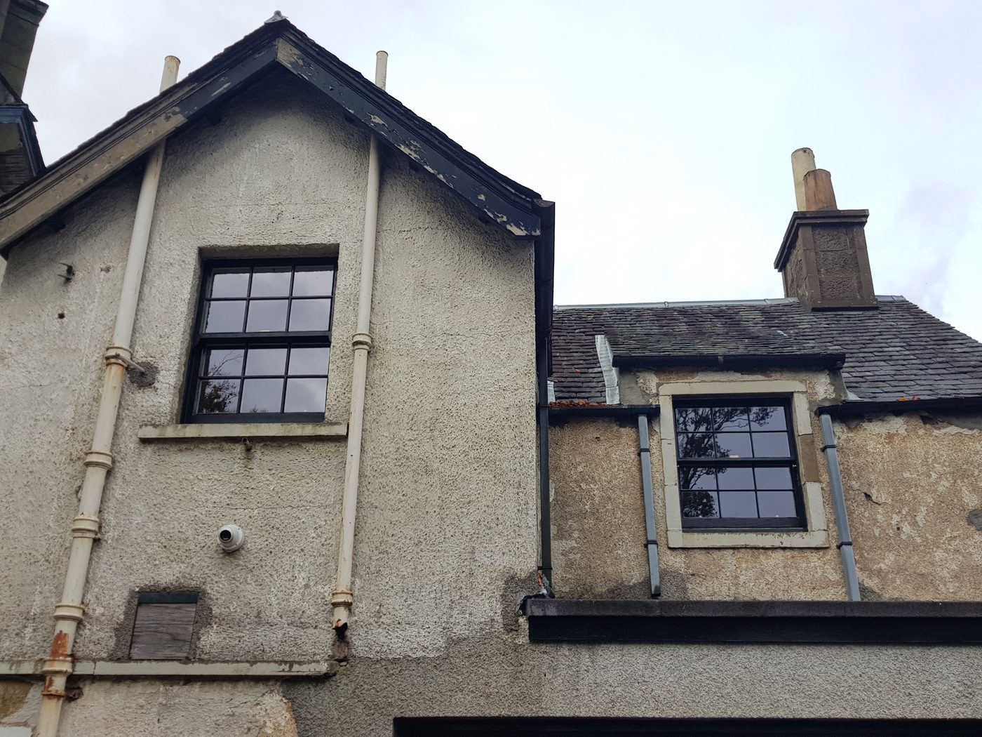 Restored sash windows on the rear elevation