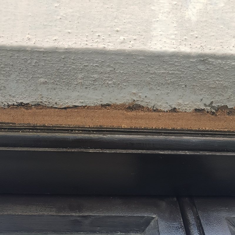 Window restoration step 7: Sand mastic